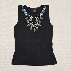 Women's Willi smith Black Tank Top with‎ Beads Size Medium